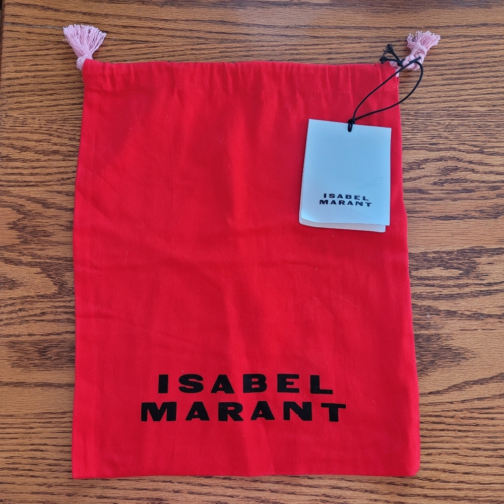 ISABEL MARANT RED DUST BAG PINK DRAWSTRING CLOSE TASSELS 11.5" X 14.25"